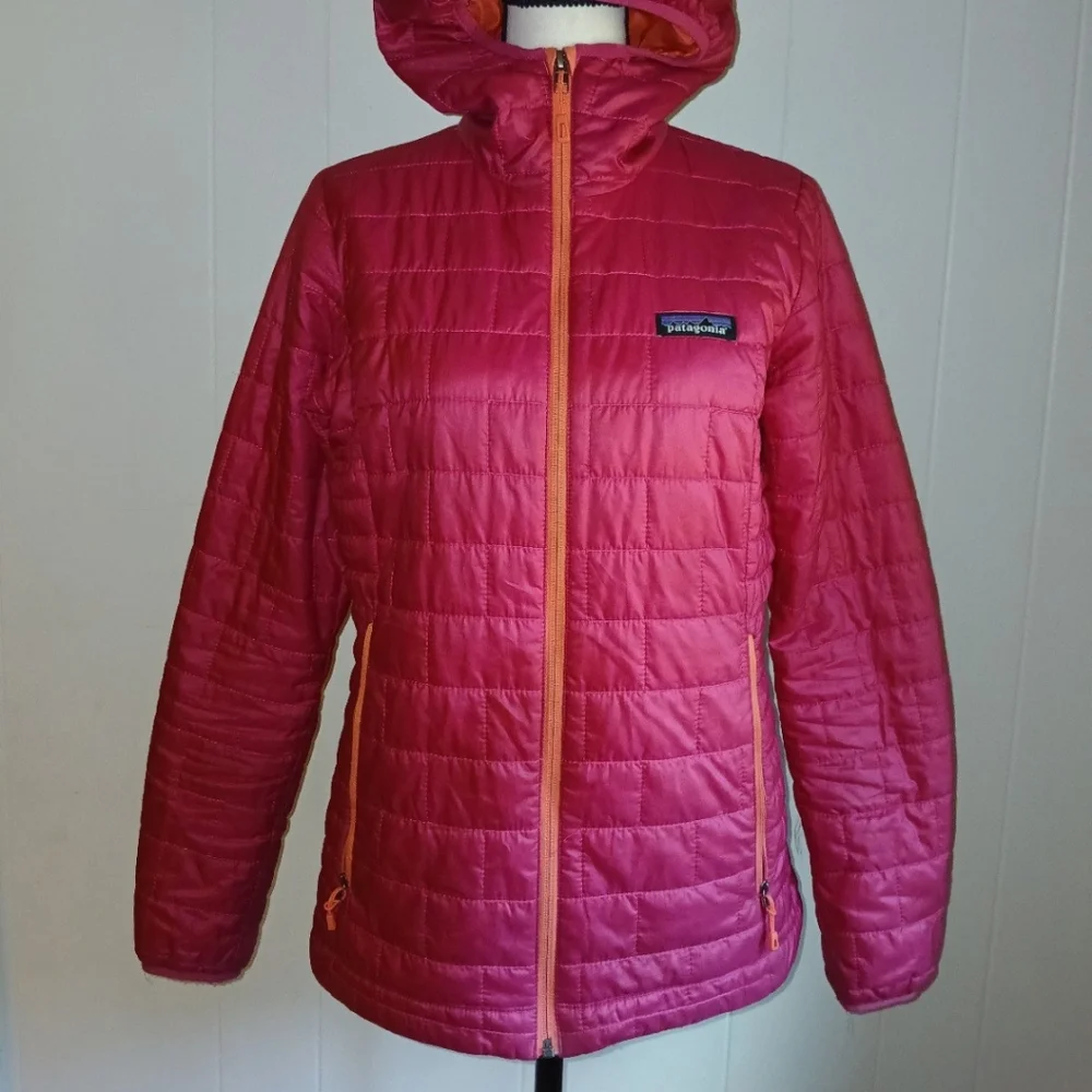 Patagonia Nano Puff Pink & Orange XS Hooded Outdoor Jacket - Picture 2 of 8